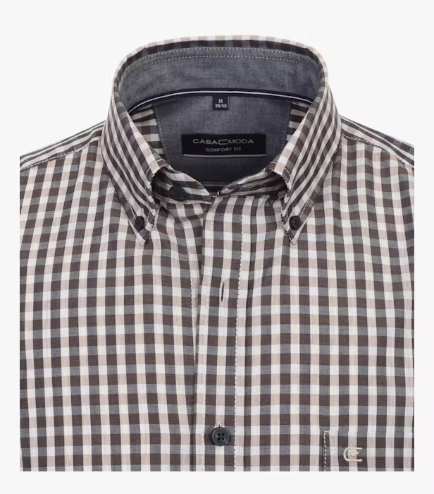 Camasa bumbac barbati CASA MODA ComfortFit maro patratele [3]