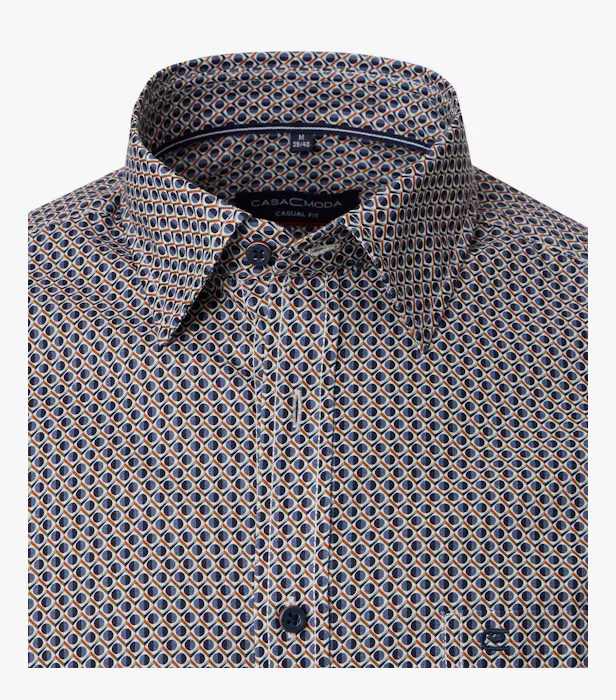 Camasa bumbac barbati CASA MODA albasru print cerculete [3]