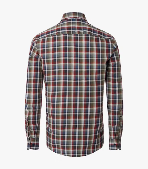 Camasa bumbac barbati CASA MODA CasualFit carouri rosu/oliv [2]