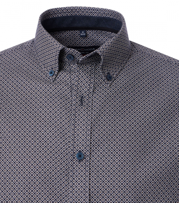 Camasa bumbac barbati CASA MODA CasualFit maro print rombulete [3]
