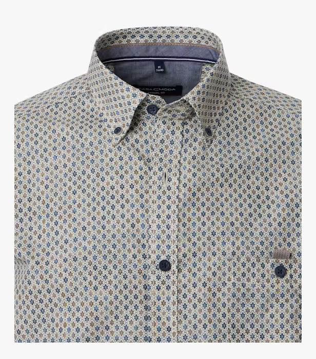 Camasa bumbac barbati CASA MODA CasualFit galben romburi [3]