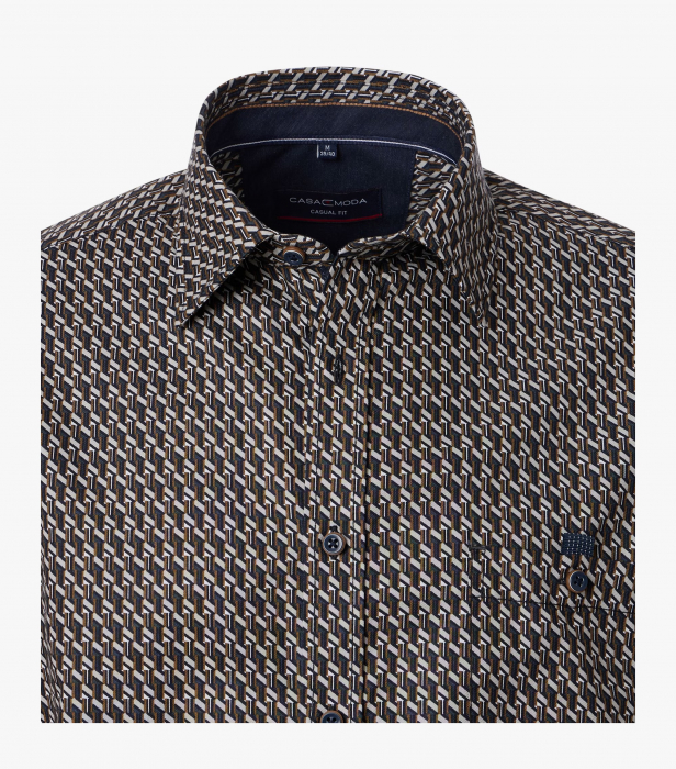 Camasa bumbac barbati CASA MODA CasualFit maro print [3]