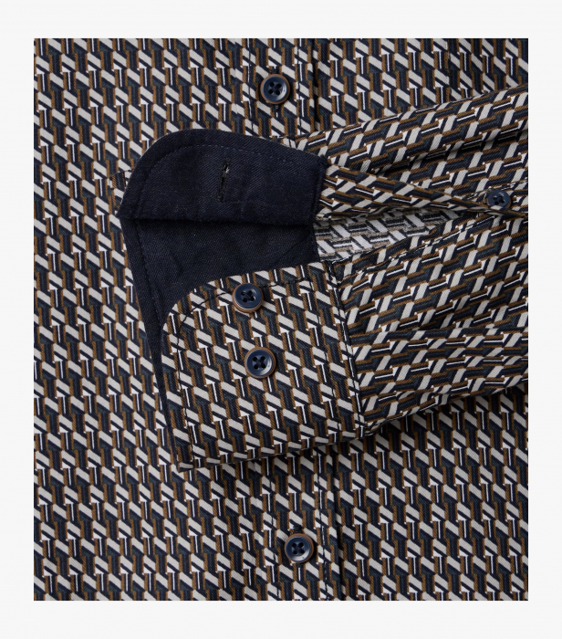 Camasa bumbac barbati CASA MODA CasualFit maro print [4]