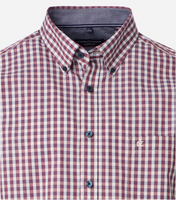 Camasa bumbac barbati CASA MODA CasualFit patratele visiniu deschis [3]
