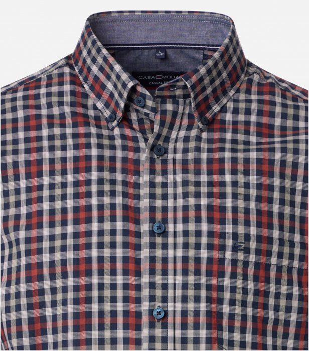 Camasa bumbac barbati CASA MODA CasualFit patratele visiniu [3]