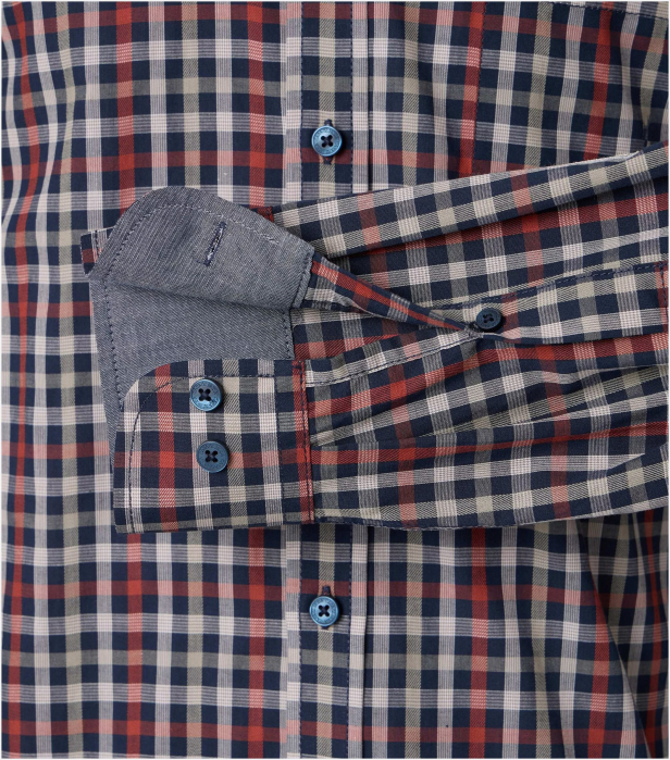 Camasa bumbac barbati CASA MODA CasualFit patratele visiniu [4]