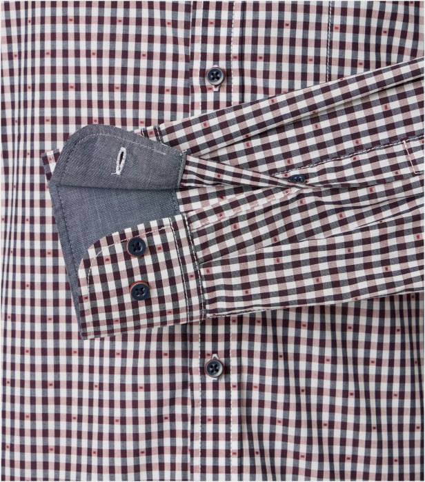Camasa bumbac barbati CASA MODA CasualFit patratele visiniu [4]