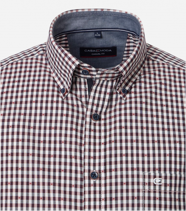 Camasa bumbac barbati CASA MODA CasualFit patratele visiniu [3]