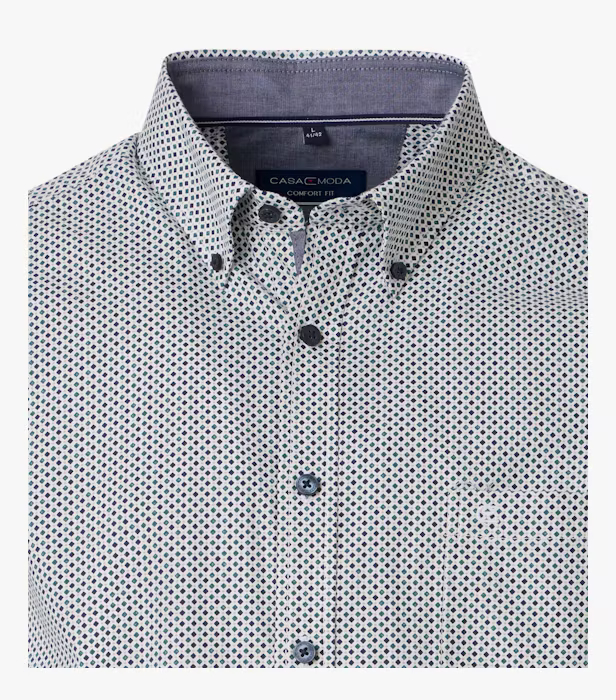 Camasa bumbac CASA MODA barbati Comfort geometric turcoaz [3]