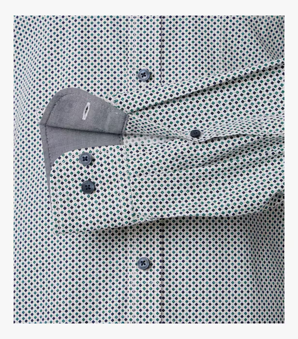 Camasa bumbac CASA MODA barbati Comfort geometric turcoaz [4]
