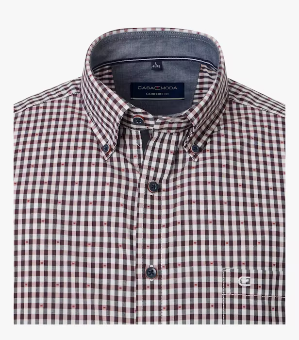 Camasa bumbac CASA MODA barbati Comfort patratele visiniu [3]