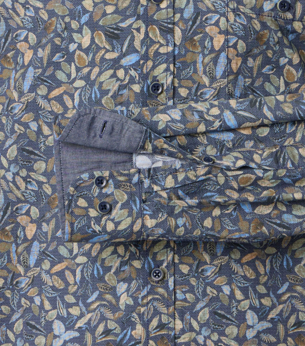 Camasa bumbac barbati CASA MODA CasualFit albastru frunze [4]