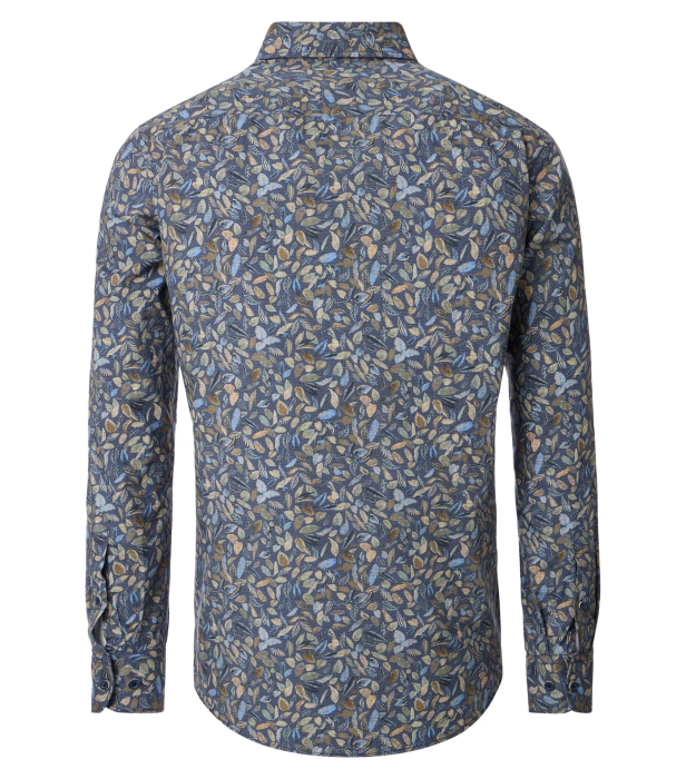 Camasa bumbac barbati CASA MODA CasualFit albastru frunze [2]