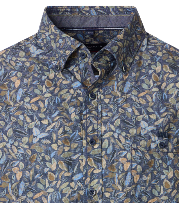 Camasa bumbac barbati CASA MODA CasualFit albastru frunze [3]