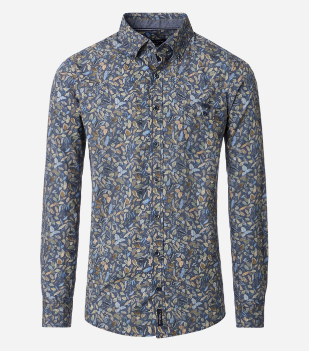 Camasa bumbac barbati CASA MODA CasualFit albastru frunze [1]