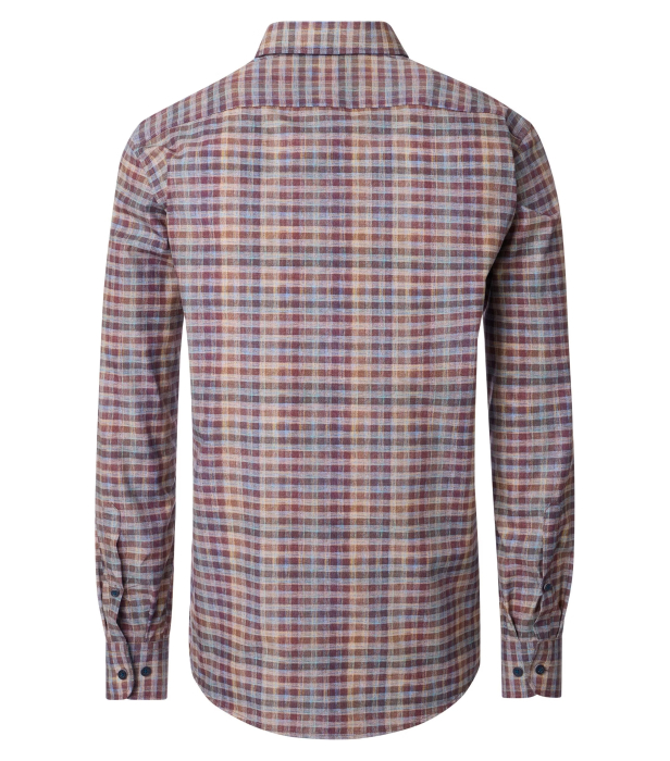 Camasa bumbac barbati CASA MODA CasualFit patratele portocaliu/visiniu [2]