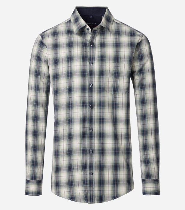 Camasa bumbac twill barbati CASA MODA CasualFit carouri bluemarin/bej [1]