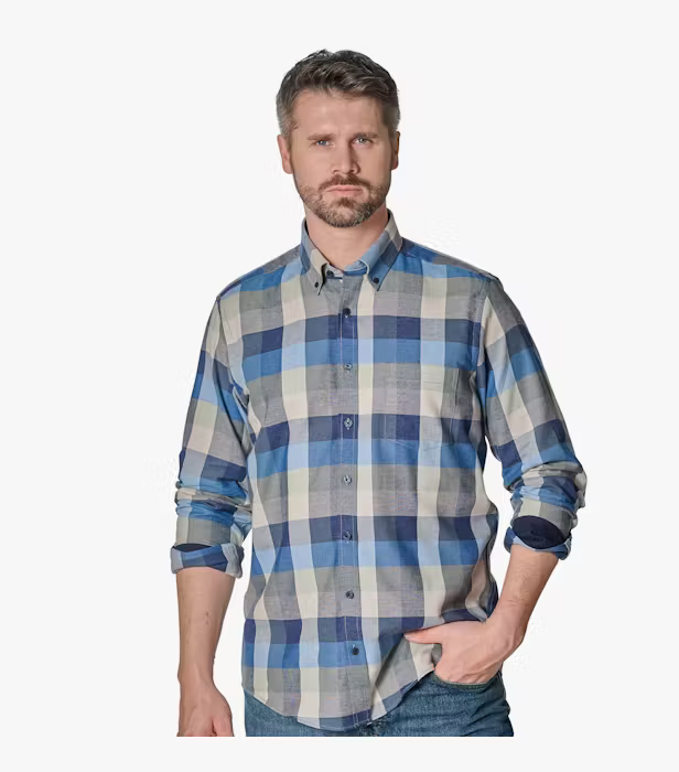 Camasa bumbac barbati CASA MODA CasualFit albastru carouri [5]