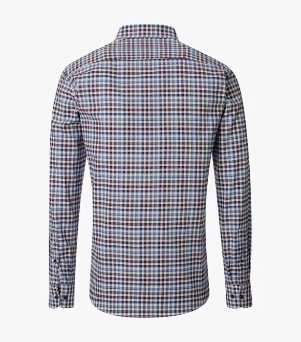 Camasa bumbac oxford barbati CASA MODA CasualFit patratele albastru/visiniu [2]