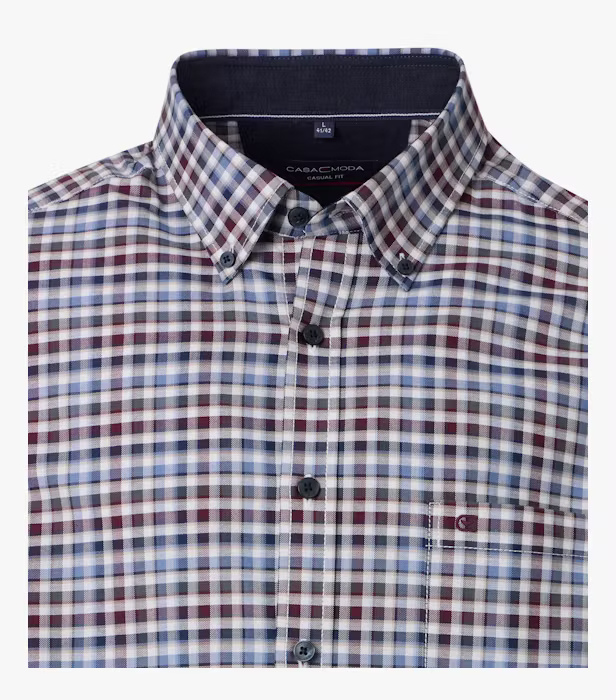 Camasa bumbac oxford barbati CASA MODA CasualFit patratele albastru/visiniu [3]