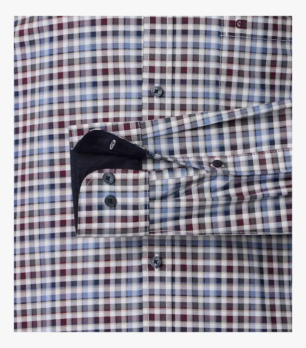 Camasa bumbac oxford barbati CASA MODA CasualFit patratele albastru/visiniu [4]