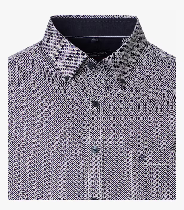 Camasa bumbac twill barbati CASA MODA CasualFit model geometric albastru [3]