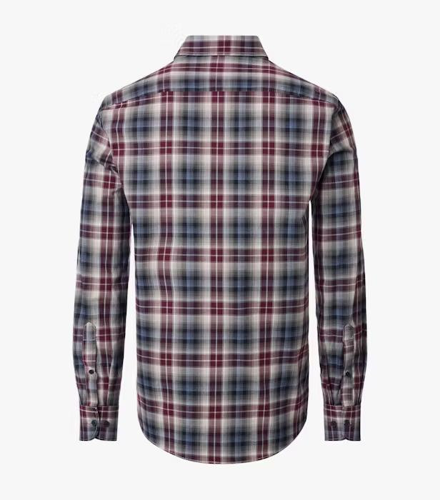 Camasa bumbac twill barbati CASA MODA CasualFit carouri visiniu/bleumarin [2]