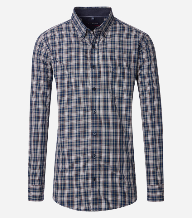 Camasa bumbac twill barbati CASA MODA CasualFit carouri bluemarin [1]