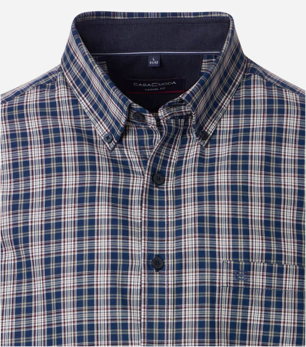 Camasa bumbac twill barbati CASA MODA CasualFit carouri bluemarin [3]
