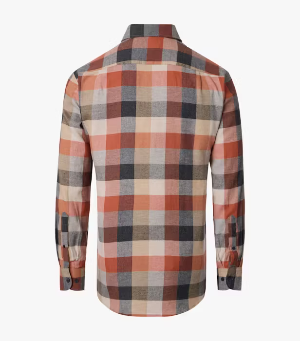 Camasa flanel bumbac barbati CASA MODA CasualFit carouri portocaliu/maro [2]