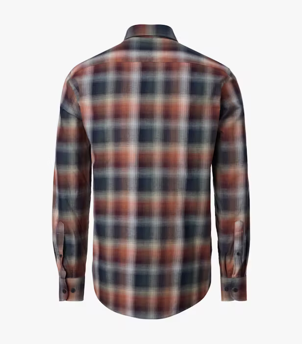 Camasa bumbac twill barbati CASA MODA CasualFit carouri bleumarin/portocaliu [2]