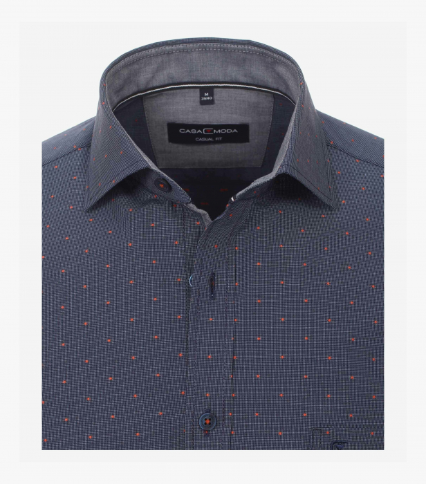 Camasa bumbac barbati CASA MODA Comfort Fit bleumarin puncte portocalii [3]