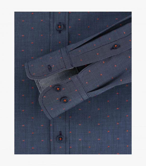 Camasa bumbac barbati CASA MODA Comfort Fit bleumarin puncte portocalii [4]