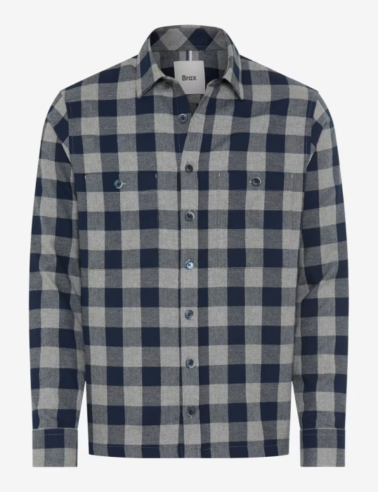 Camasa overshirt bumbac barbati BRAX KAY bleumarin carouri [1]