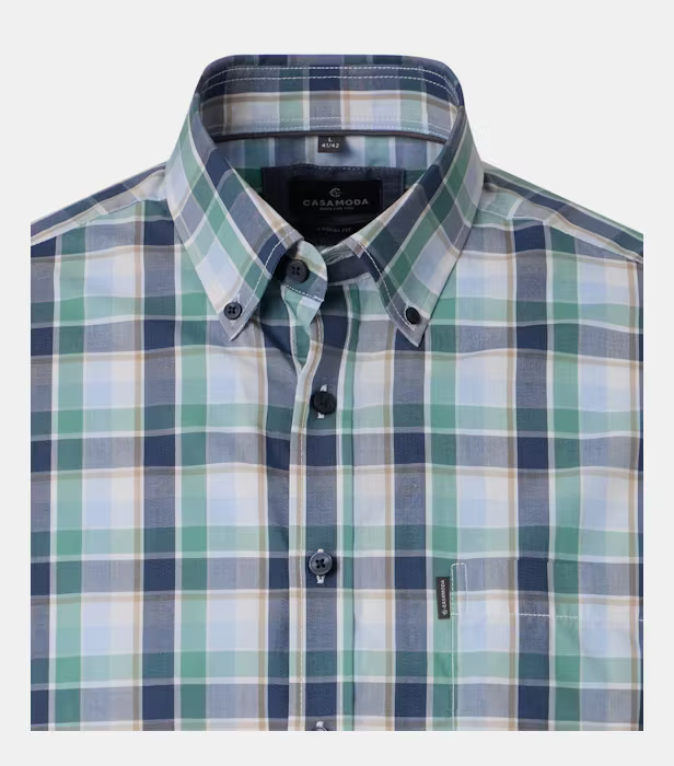 Camasa maneca scurta barbati CASA MODA verde carouri [3]