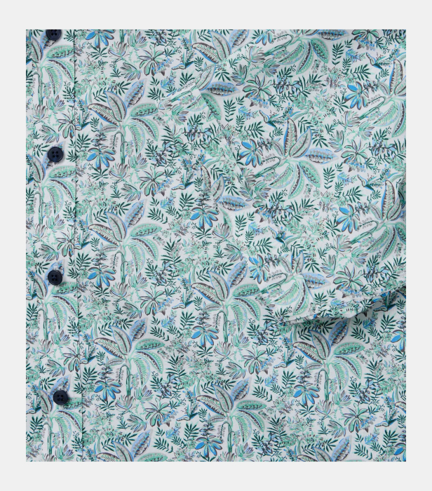 Camasa maneca scurta bumbac barbati CASA MODA verde print floral [4]