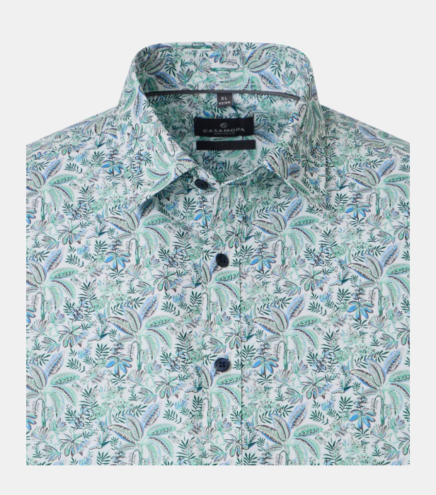 Camasa maneca scurta bumbac barbati CASA MODA verde print floral [3]