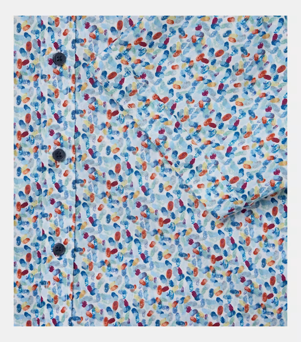 Camasa maneca scurta bumbac barbati CASA MODA albastru/rosu print acuarela [4]