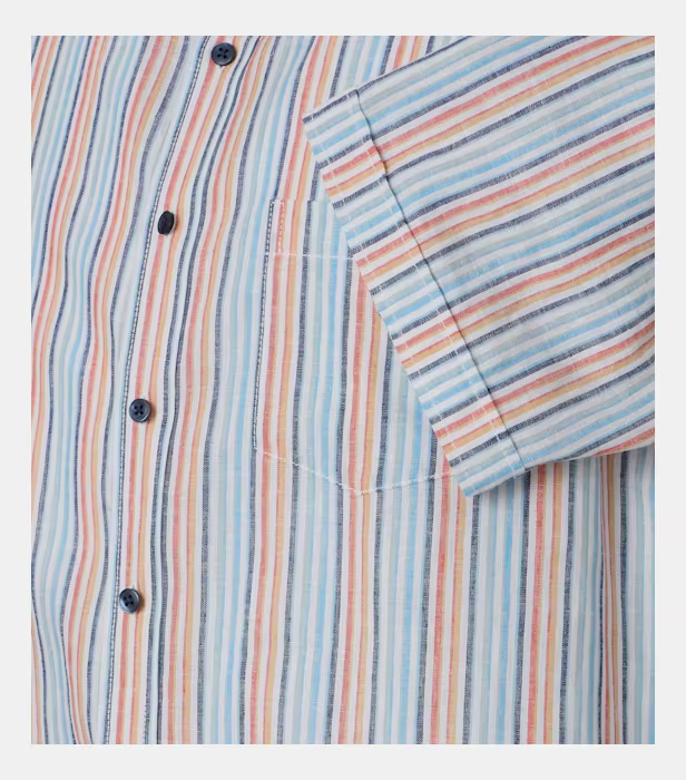Camasa maneca scurta in/bumbac barbati CASA MODA turcoaz/portocaliu dungulite [4]