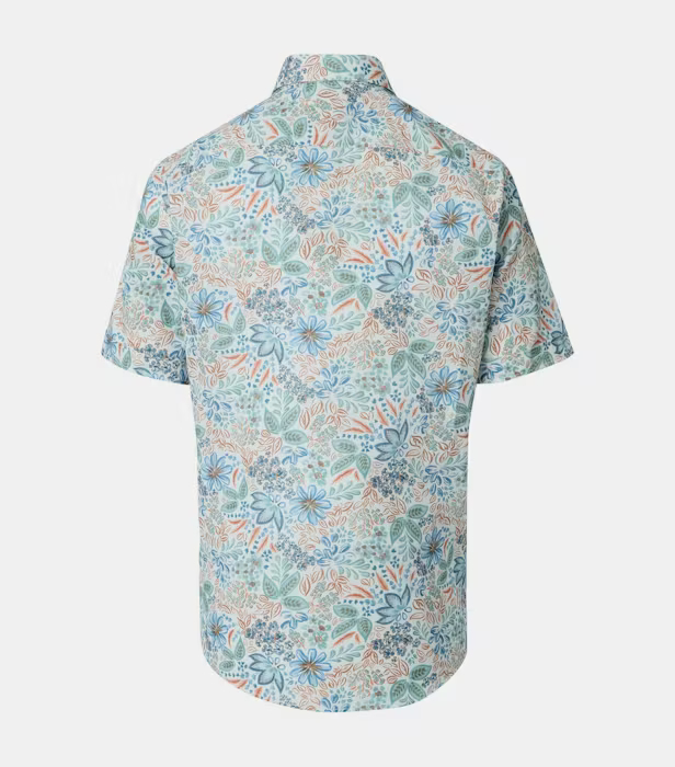 Camasa maneca scurta bumbac barbati CASA MODA turcoaz print floral [2]
