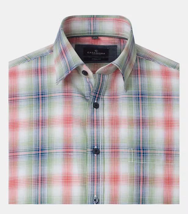 Camasa maneca scurta bumbac barbati CASA MODA rosu deschis carouri [3]