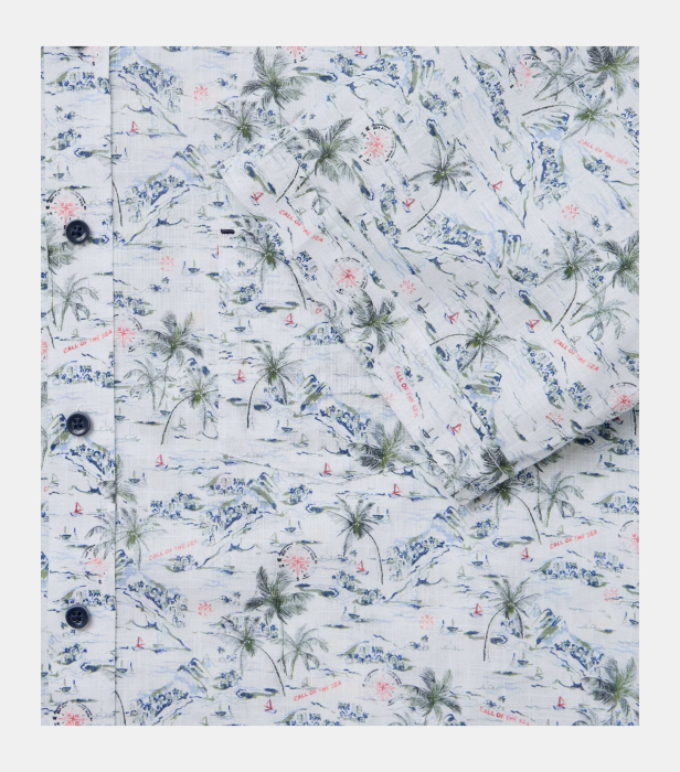 Camasa maneca scurta bumbac barbati CASA MODA print estival verde [4]