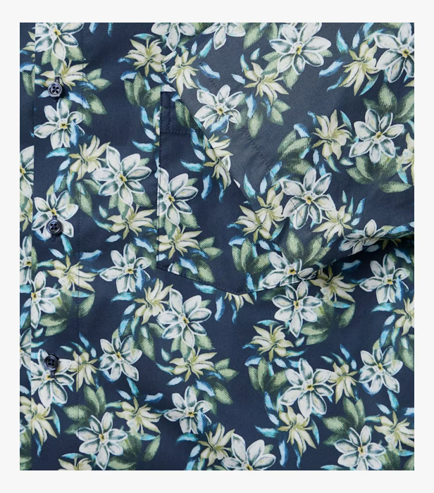 Camasa maneca scurta bumbac barbati VENTI ComfortFit albastru print floral bej [4]