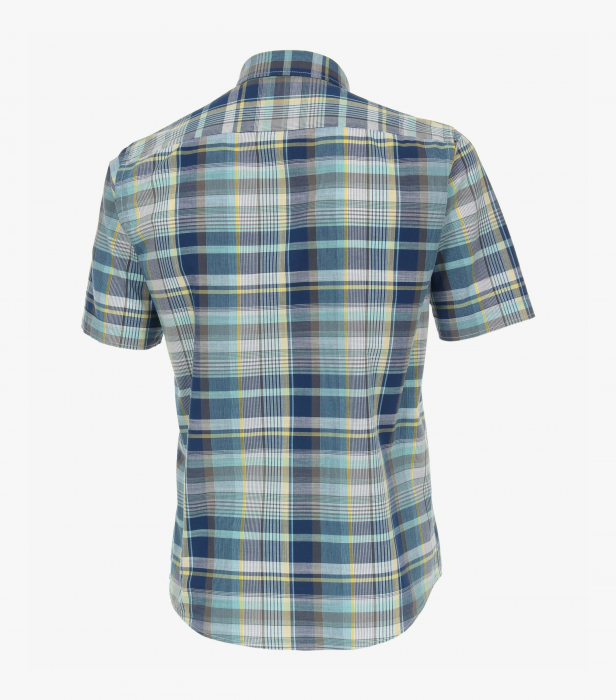 Camasa bumbac maneca scurta CASA MODA CasualFit carouri turcoaz [2]