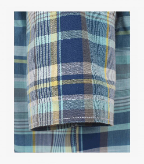Camasa bumbac maneca scurta CASA MODA CasualFit carouri turcoaz [4]