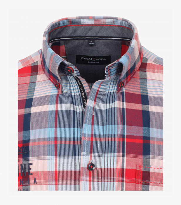Camasa bumbac maneca scurta CASA MODA CasualFit carouri rosii [2]