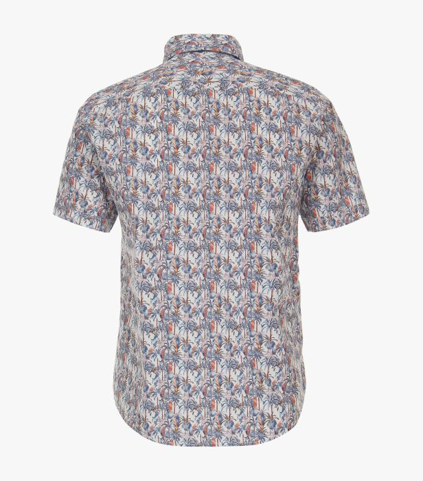 Camasa maneca scurta bumbac barbati CASA MODA CasualFit albastru print estival [3]