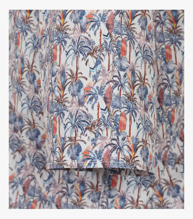 Camasa maneca scurta bumbac barbati CASA MODA CasualFit albastru print estival [4]