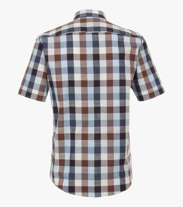 Camasa maneca scurta bumbac barbati CASA MODA CasualFit carouri albastru/maro [3]