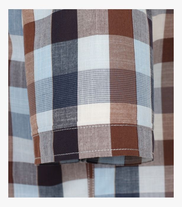 Camasa maneca scurta bumbac barbati CASA MODA CasualFit carouri albastru/maro [4]